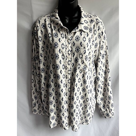 Splendid Bowen Paige Button Up Shirt Size L Long Sleeve Ethnic Coastal Casual - Picture 1 of 11